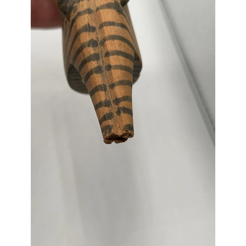 Hand Carved Hand Painted African Style Folk Art Rustic Zebra Wood Shelf Sitter‎